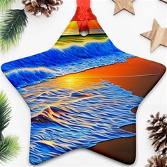 Summer Sunset At The Beach Star Ornament (two Sides) by GardenOfOphir