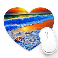 Summer Sunset At The Beach Heart Mousepad by GardenOfOphir