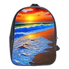 Summer Sunset At The Beach School Bag (large) by GardenOfOphir