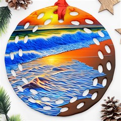 Summer Sunset At The Beach Round Filigree Ornament (two Sides) by GardenOfOphir