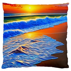 Summer Sunset At The Beach Large Cushion Case (two Sides) by GardenOfOphir