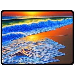 Summer Sunset At The Beach Fleece Blanket (large) by GardenOfOphir