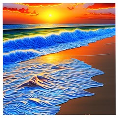 Summer Sunset At The Beach Wooden Puzzle Square by GardenOfOphir