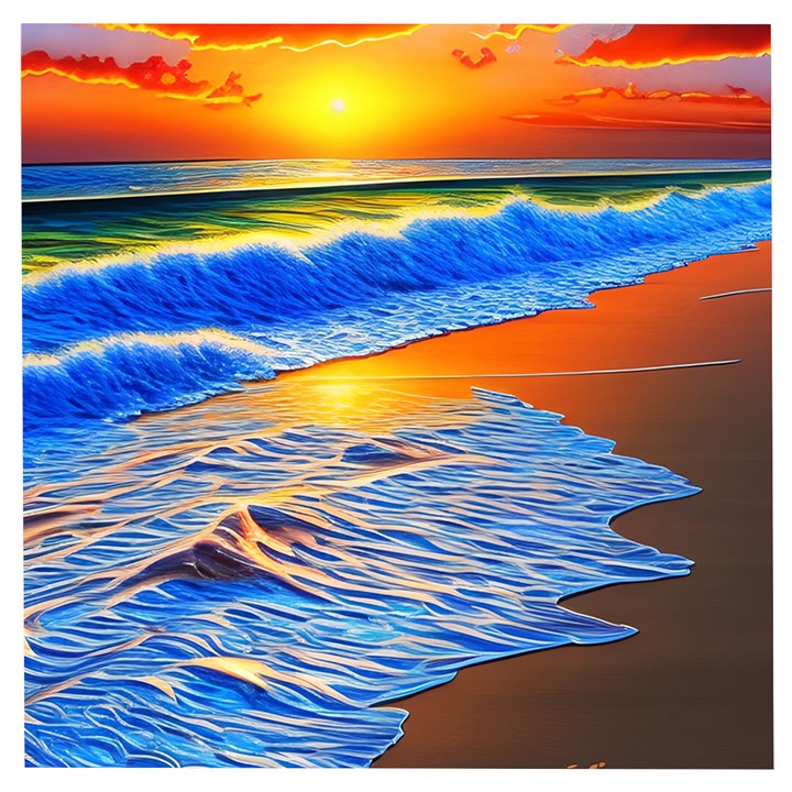 Summer Sunset At The Beach Wooden Puzzle Square