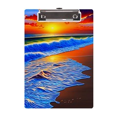 Summer Sunset At The Beach A5 Acrylic Clipboard by GardenOfOphir