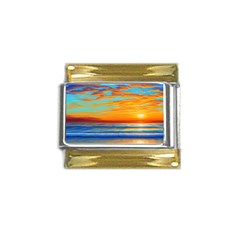 Golden Sunsets Over The Ocean Gold Trim Italian Charm (9mm) by GardenOfOphir