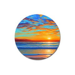 Golden Sunsets Over The Ocean Magnet 3  (round) by GardenOfOphir