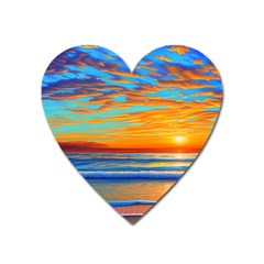 Golden Sunsets Over The Ocean Heart Magnet by GardenOfOphir