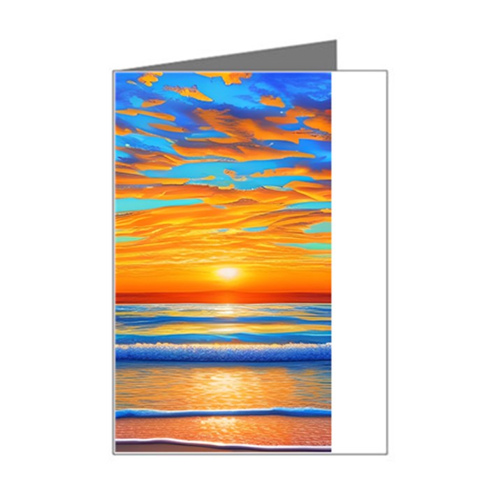 Golden Sunsets Over The Ocean Mini Greeting Card