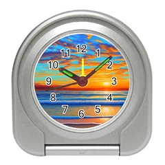 Golden Sunsets Over The Ocean Travel Alarm Clock by GardenOfOphir