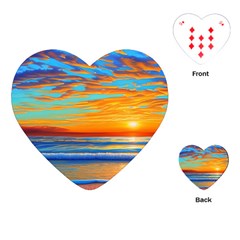 Golden Sunsets Over The Ocean Playing Cards Single Design (heart) by GardenOfOphir