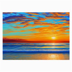 Golden Sunsets Over The Ocean Large Glasses Cloth by GardenOfOphir