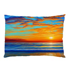 Golden Sunsets Over The Ocean Pillow Case by GardenOfOphir