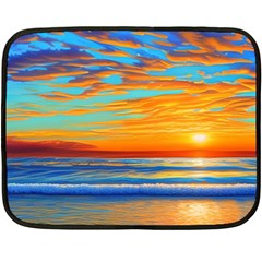 Golden Sunsets Over The Ocean One Side Fleece Blanket (mini) by GardenOfOphir