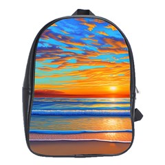 Golden Sunsets Over The Ocean School Bag (xl) by GardenOfOphir