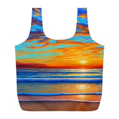 Golden Sunsets Over The Ocean Full Print Recycle Bag (l) by GardenOfOphir