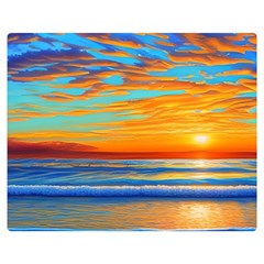 Golden Sunsets Over The Ocean Premium Plush Fleece Blanket (medium) by GardenOfOphir