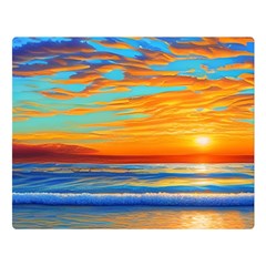 Golden Sunsets Over The Ocean Premium Plush Fleece Blanket (large) by GardenOfOphir