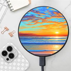 Golden Sunsets Over The Ocean Wireless Fast Charger(black) by GardenOfOphir