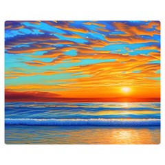 Golden Sunsets Over The Ocean One Side Premium Plush Fleece Blanket (medium) by GardenOfOphir