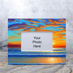 Golden Sunsets Over The Ocean White Tabletop Photo Frame 4 x6  by GardenOfOphir