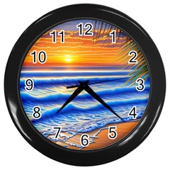 Summer Sunset Surf Wall Clock (black) by GardenOfOphir