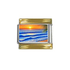 Summer Sunset Surf Gold Trim Italian Charm (9mm) by GardenOfOphir