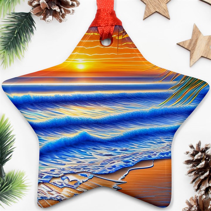 Summer Sunset Surf Star Ornament (Two Sides)