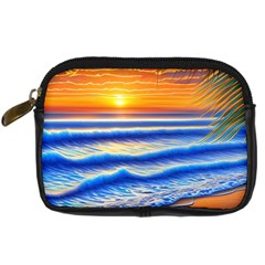 Summer Sunset Surf Digital Camera Leather Case by GardenOfOphir