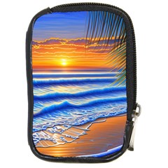 Summer Sunset Surf Compact Camera Leather Case by GardenOfOphir