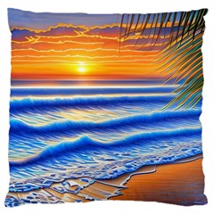 Summer Sunset Surf Large Cushion Case (one Side) by GardenOfOphir