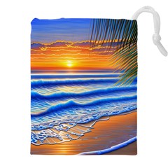 Summer Sunset Surf Drawstring Pouch (4xl) by GardenOfOphir