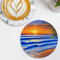 Summer Sunset Surf Uv Print Round Tile Coaster by GardenOfOphir