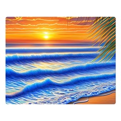 Summer Sunset Surf One Side Premium Plush Fleece Blanket (large) by GardenOfOphir