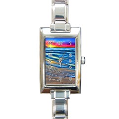 Waves Crashing On The Shore Rectangle Italian Charm Watch by GardenOfOphir