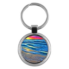 Waves Crashing On The Shore Key Chain (round) by GardenOfOphir