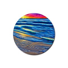 Waves Crashing On The Shore Rubber Round Coaster (4 Pack) by GardenOfOphir