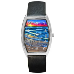 Waves Crashing On The Shore Barrel Style Metal Watch by GardenOfOphir