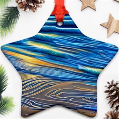 Waves Crashing On The Shore Star Ornament (two Sides) by GardenOfOphir