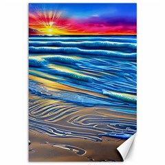 Waves Crashing On The Shore Canvas 12  X 18  by GardenOfOphir