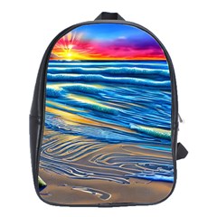 Waves Crashing On The Shore School Bag (large) by GardenOfOphir