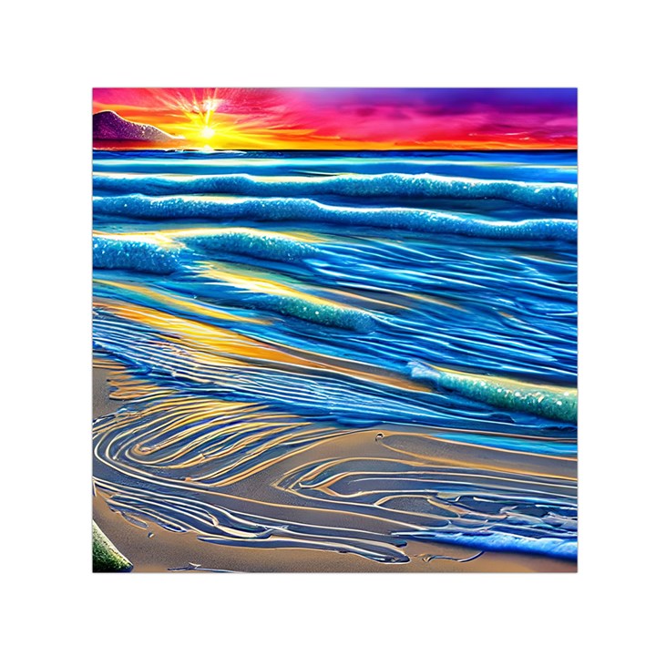 Waves Crashing On The Shore Square Satin Scarf (30  x 30 )