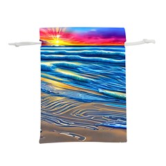 Waves Crashing On The Shore Lightweight Drawstring Pouch (l) by GardenOfOphir