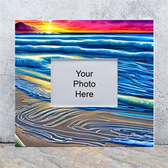 Waves Crashing On The Shore White Wall Photo Frame 5  X 7  by GardenOfOphir