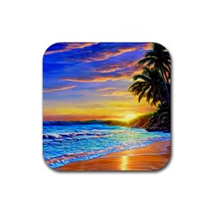 Sunrise At The Beach Rubber Coaster (square) by GardenOfOphir