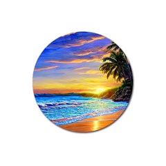 Sunrise At The Beach Magnet 3  (round) by GardenOfOphir