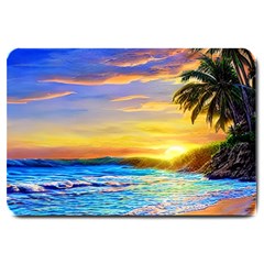 Sunrise At The Beach Large Doormat by GardenOfOphir