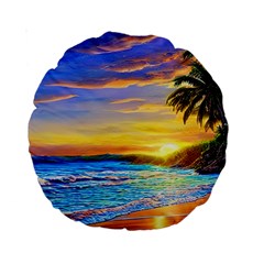 Sunrise At The Beach Standard 15  Premium Round Cushions by GardenOfOphir