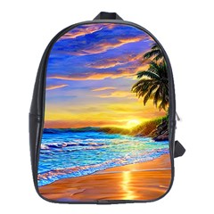 Sunrise At The Beach School Bag (xl) by GardenOfOphir