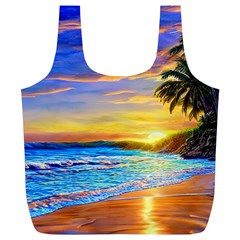 Sunrise At The Beach Full Print Recycle Bag (xl) by GardenOfOphir